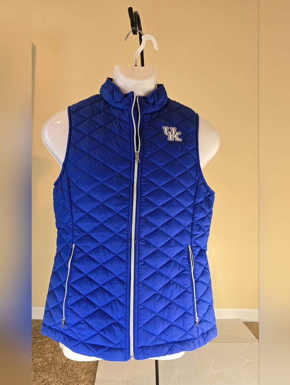 Colosseum University Of Kentucky Wildcats Full Zip Puffer Sleeveless Vest Blue M